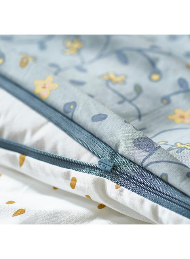 erorex Duvet cover 1 pillowcase for cot, blue/white floral pattern, 110x125/35x55 cm - Image 4