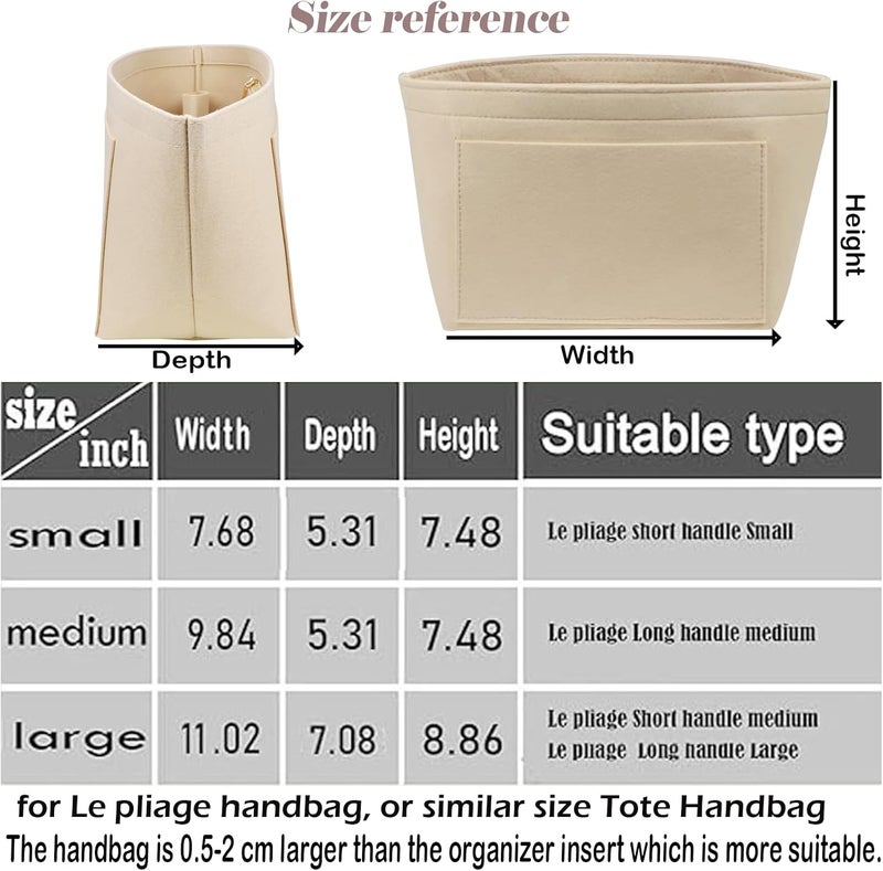 Lckaey إدراج محفظة Lckaey لمحافظات Longchamp Le Pliage Neo، اللون البيج – 1012BEIGE-M - Image 2