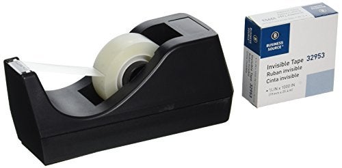 Business Source Value Pack Invisible Tape with Black Tape Dispenser, Pack of 12 (32948) - Image 3