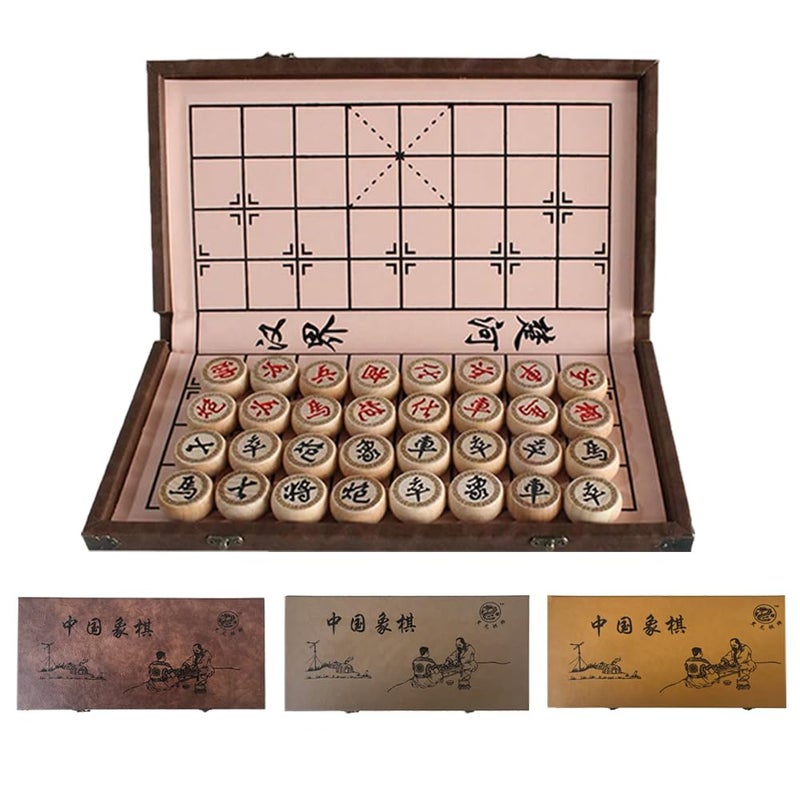 Luoyer 15 inch Chinese Chess Set with PU Leather Foldable Board Xiangqi Portable Chinese Chess Game Set Strategy Xiang Qi Board Games for 2 Players for Adults Family - Image 2