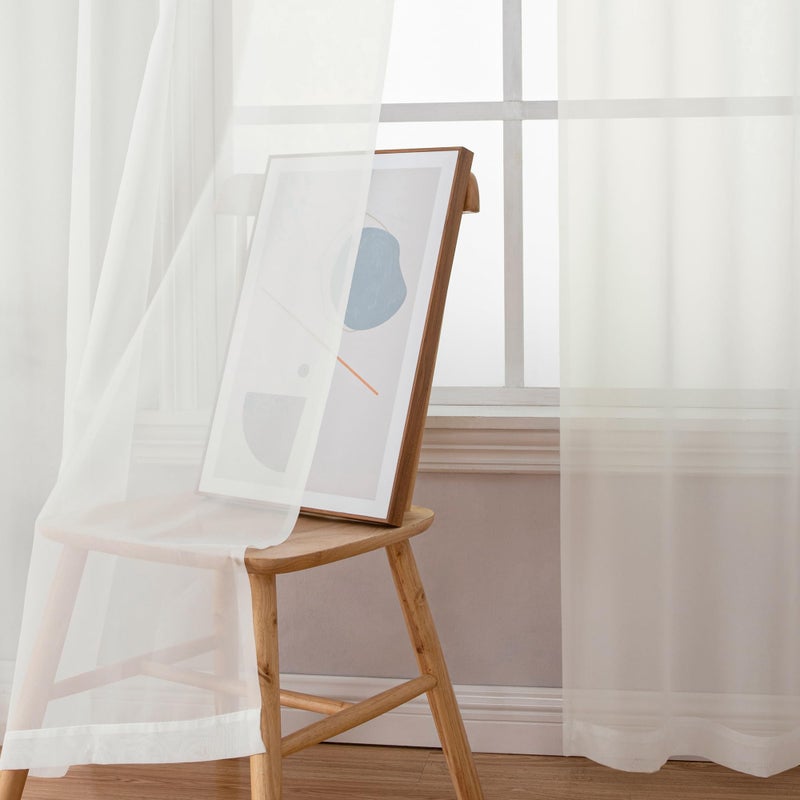 Simplebrand Ivory Sheer Curtains 84 Inches Long, Light Filtering Rod Pocket Solid Color Window Sheer Curtain Panels, Elegant Curtains & Drapes for Living Room, Bedroom 2 Panels (Ivory, 42" W x 84" L) - Image 4