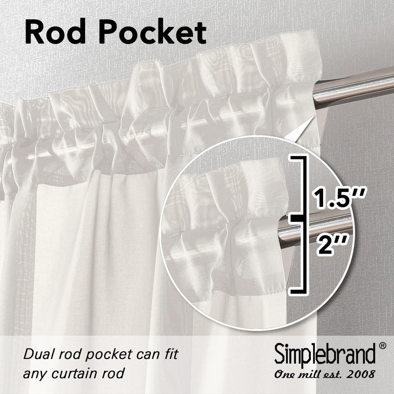 Simplebrand Ivory Sheer Curtains 84 Inches Long, Light Filtering Rod Pocket Solid Color Window Sheer Curtain Panels, Elegant Curtains & Drapes for Living Room, Bedroom 2 Panels (Ivory, 42" W x 84" L) - Image 2