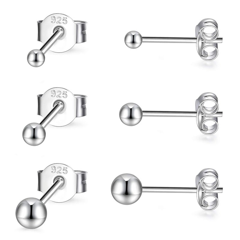 EPIRORA Sterling Silver Stud Earrings for Women- 3 Pairs Tiny Ball Stud Earrings Round CZ Cubic Zirconia Earrings Pearl Earrings Set Cartilage Small Tragus Earrings(2mm,3mm,4mm) - Image 5