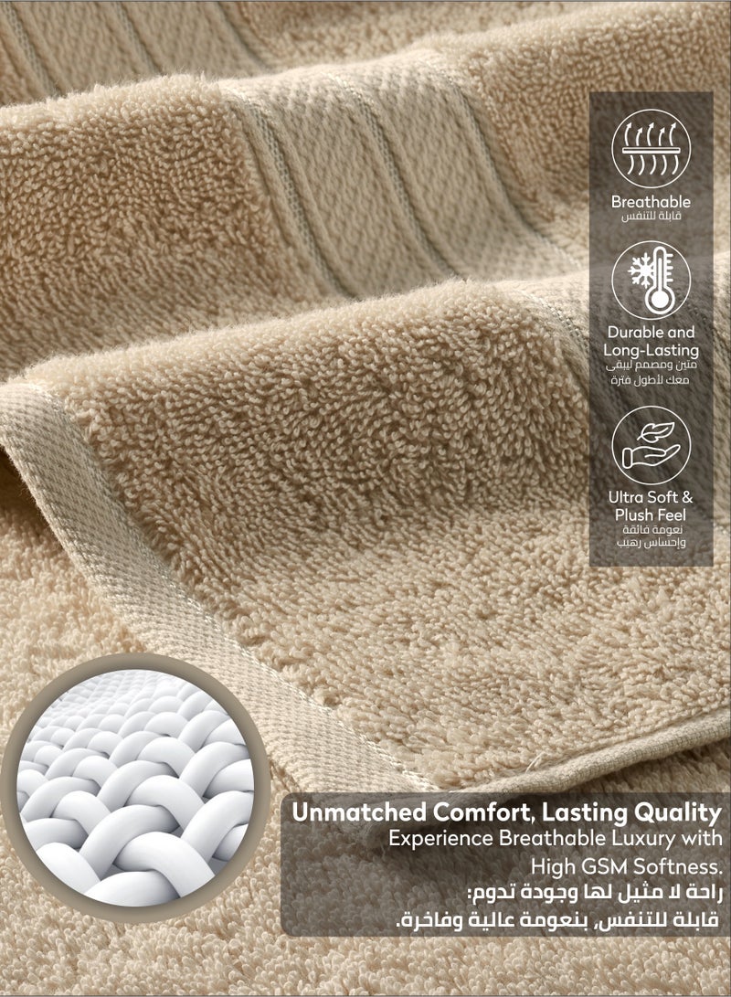 Donetella Premium 100 % Combed Cotton 4-Pcs Hand Towel Set (50 X 90 CM) 600 GSM Super Soft Hand Towel, Highly Absorbent, Quick Dry,Best Towel for Bathroom, Spa And Hotel,Light Beige - Image 5