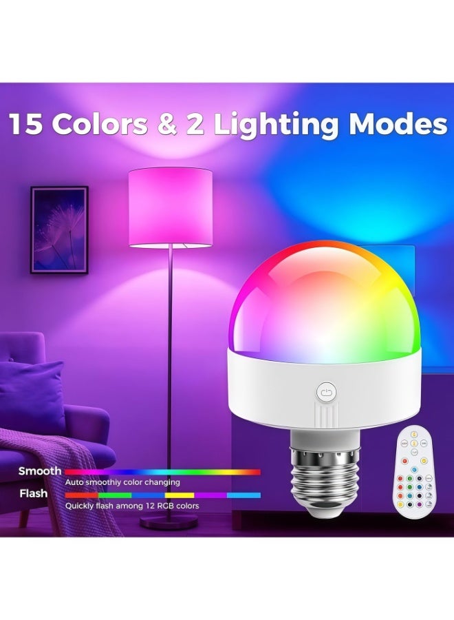 Lurette 2 Pack E27 Rechargeable Light Bulb with Remote and Timer, Magnetic Light Bulb, with 3 Color Temperatures and 12 RGB Colors, Dimmable Wireless LED Bulb, 3 Installation Methods - Image 4