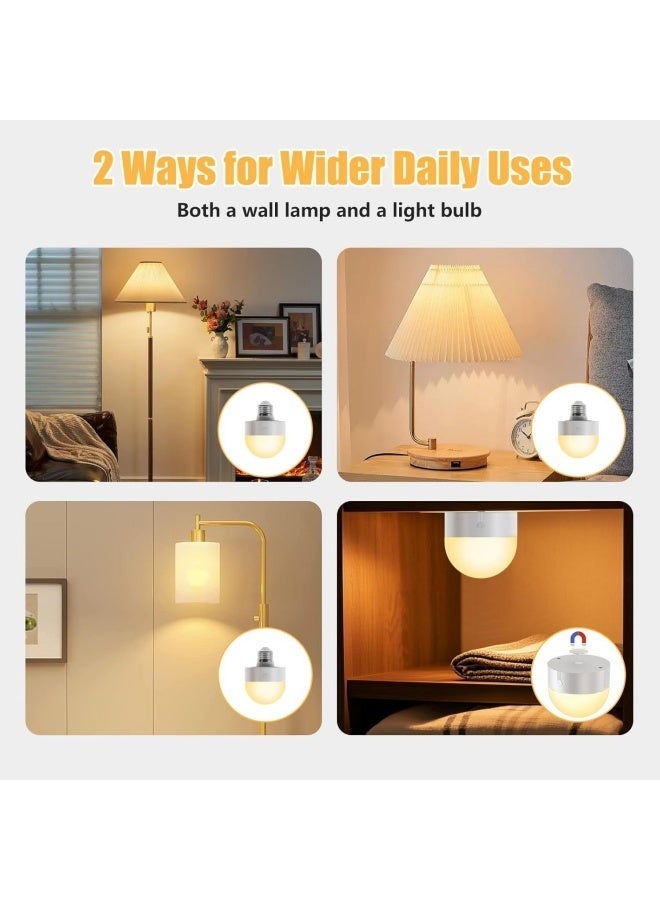 Lurette 2 Pack E27 Rechargeable Light Bulb with Remote and Timer, Magnetic Light Bulb, with 3 Color Temperatures and 12 RGB Colors, Dimmable Wireless LED Bulb, 3 Installation Methods - Image 3