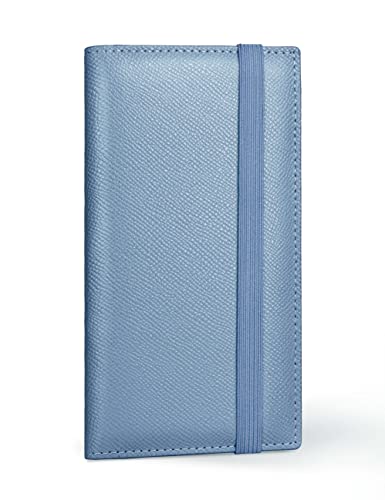 Yarnic Checkbook Cover for Personal Checkbook, Checkbook Holder with Pen Holder & Built-in Clear Plastic Divider for Duplicate Checks (Grey Blue) - Image 1