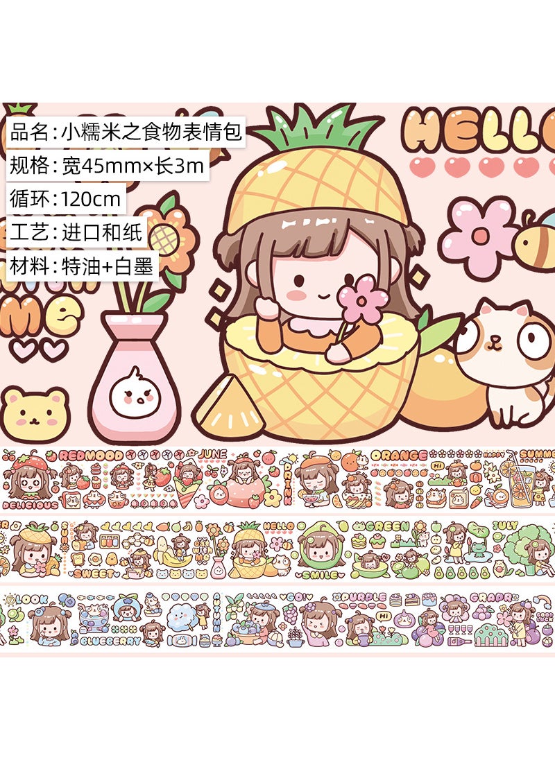 Generic - Cute Cartoon Girl Washi Tape SetSmall glutinous rice food expression package. And paper. Special oil 3m Small glutinous rice food expression package. And paper. Special oil 3m - Image 1