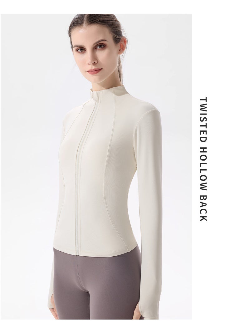 Generic - New Yoga Jacket Womens Lulu-Inspired Fitness Top Long Sleeve White - Image 1