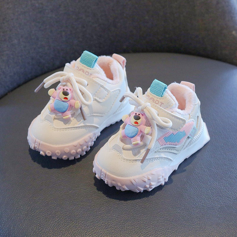 Infant Toddler Cotton Shoes Soft Sole Non-Slip Boys Girls Sneakers M22 pink cotton