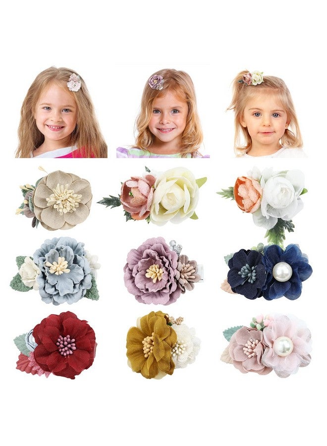 Cinaci 9 Pack Delicate Vintage Floral Rose Flower Alligator Hair Clips Brides Barrettes Accessories For Baby Girls Infants Toddlers Kids Teens Princess - Image 1