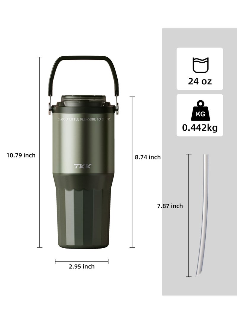 TKK 730ml Stainless Steel Water Bottle Keep Temperature for 6 to 12 Hours with Handle | Green - Image 5