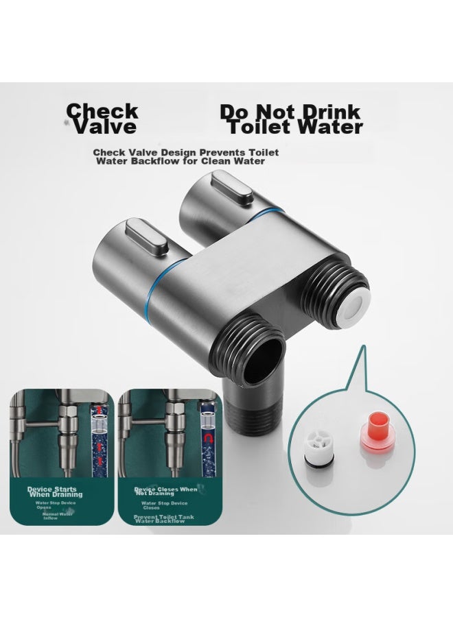 Pollock Toilet Spray Gun, Toilet Companion, One-in Two-out Angle Valve, Toilet Spray Gun Set, Pressure-increasing Full Copper Flush Spray Gun - Image 4