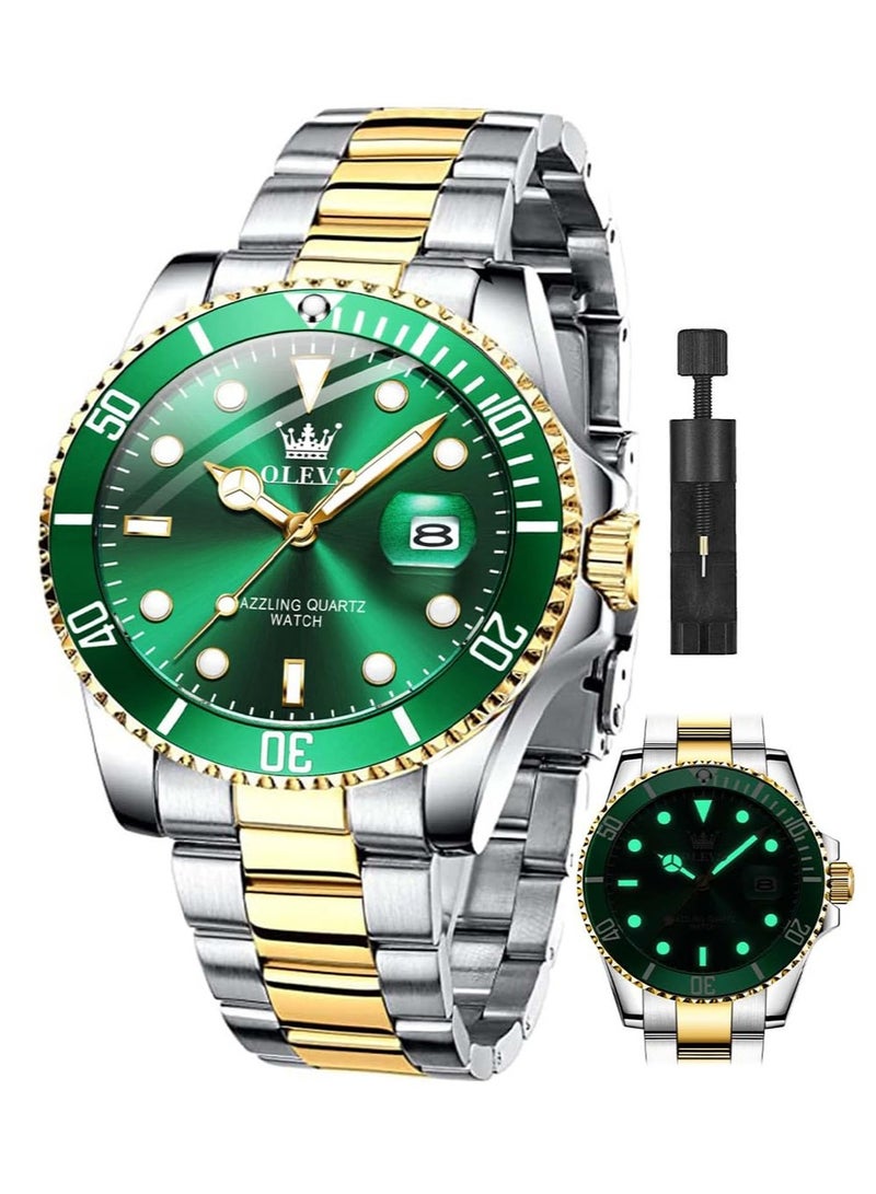 OLEVS Classic Big Face Wrist Watches,Men Business Watches Dress Watch with Day Luminous Men Stainless Steel Wristwatch - Image 1