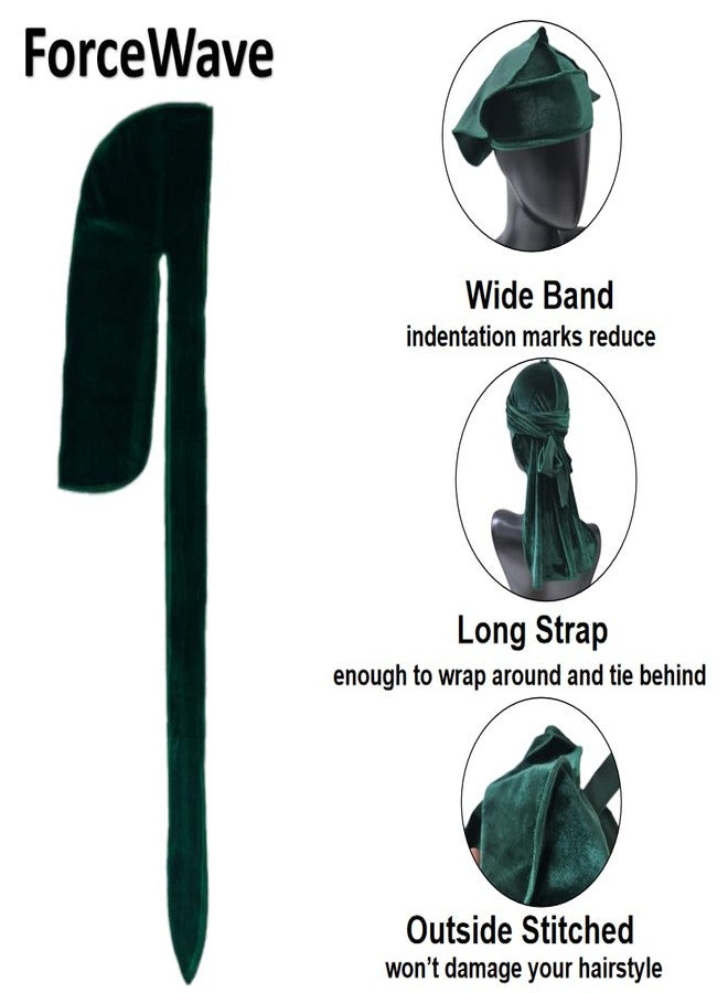 ForceWave Velvet Durag for Men - 6 Pack with a Wave Cap, 41-Inch Long Tail and Wide Strap for 360, 540 and 720 Waves (Assorted Colors) - Image 4
