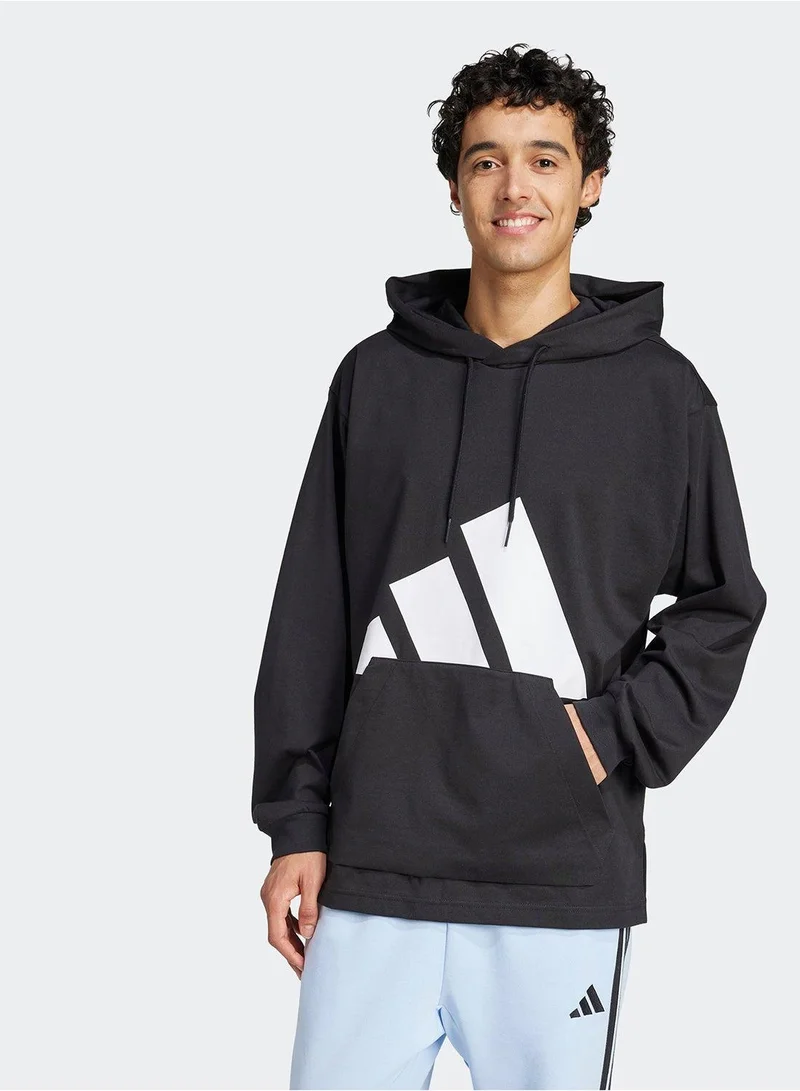 adidas سويت شيرت بغطاء رأس بشعار كبير للرجال