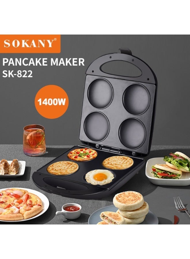 سوكاني صانعة بان كيك كهربائية سوكاني، قوة عالية 1400 واط، سطح غير لاصق بـ 4 فتحات، متعددة الوظائف للفطائر والبيض – موديل SK-822 - Image 5