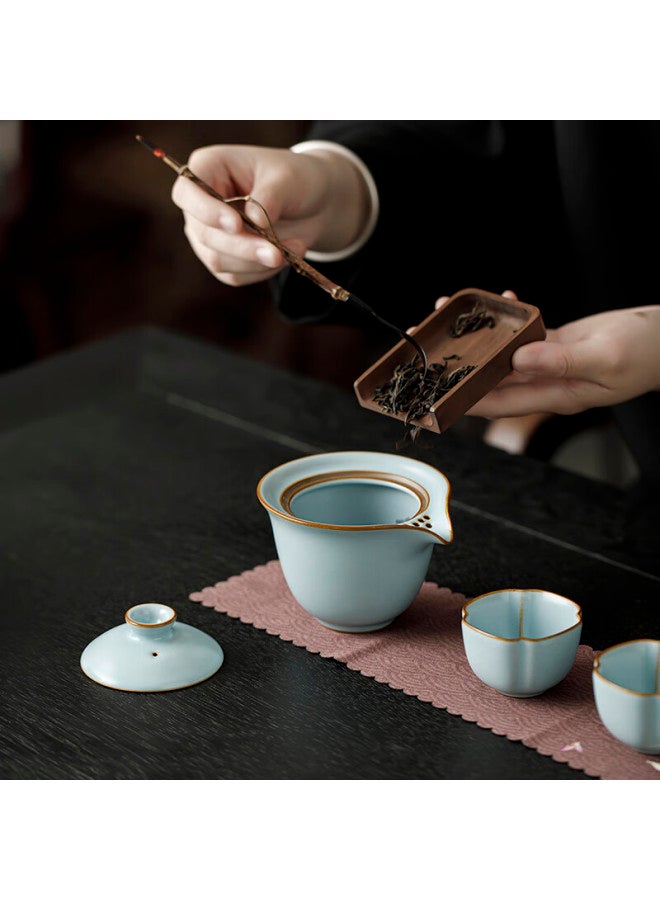 Tangfeng Li Guilian Ru Kiln Travel Tea Set Portable Quick Cup Song Yun Ru Kiln Qingyun Travel Tea Set Gift Box - Image 3