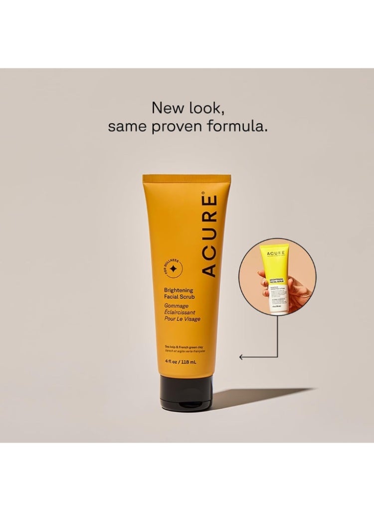Acure Brightening Facial Scrub 118ml – Sea Kelp & French Green Clay Exfoliator for Dull Skin - Image 2