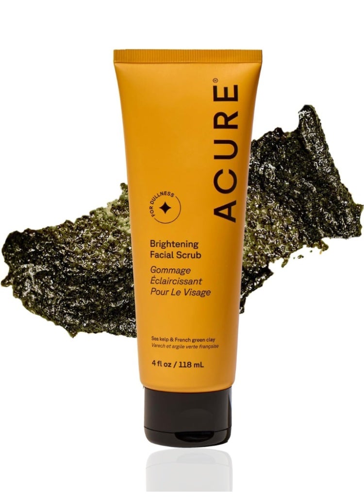 Acure Brightening Facial Scrub 118ml – Sea Kelp & French Green Clay Exfoliator for Dull Skin - Image 1