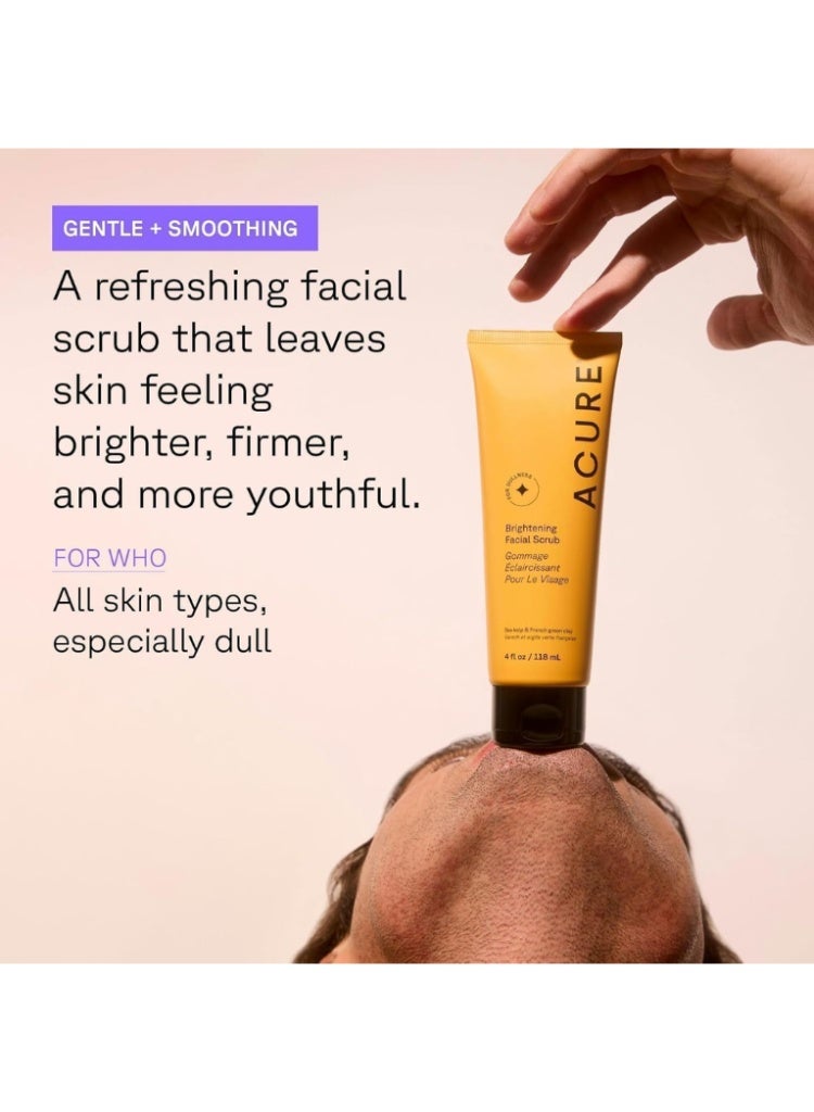 Acure Brightening Facial Scrub 118ml – Sea Kelp & French Green Clay Exfoliator for Dull Skin - Image 4
