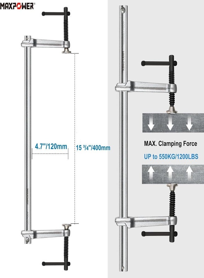 MAXPOWER Multifunctional F Clamp,15 3/4" Double Force Welding Bar Clamp - Max Clamping Force 1200 LBS, Metal Clamp for Welding, Metalworking, Woodworking - Image 2