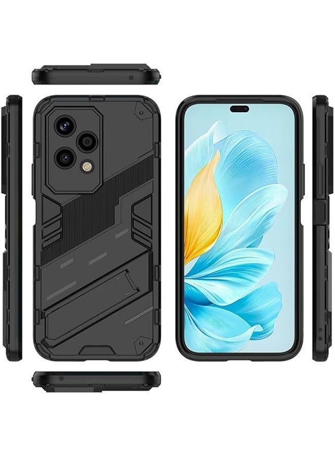 Honor 200 Lite 5G Case, Anti-Fall Drop Protection, Hybrid Heavy Duty Protection Shockproof Defender with Invisible Kickstand Armor Case for Honor 200 Lite 5G, Black - Image 2
