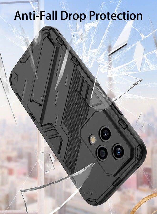 Honor 200 Lite 5G Case, Anti-Fall Drop Protection, Hybrid Heavy Duty Protection Shockproof Defender with Invisible Kickstand Armor Case for Honor 200 Lite 5G, Black - Image 4