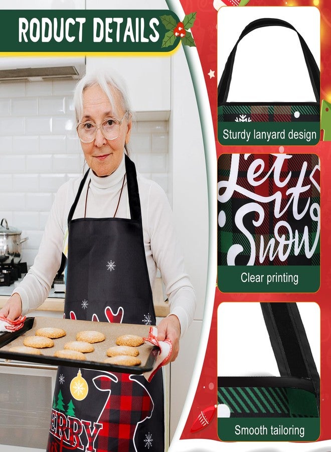 Liitrsh 8 Pcs Christmas Apron for Women Christmas Kitchen Cooking Apron Bulk Adjustable Xmas for Adult Party Supplies(Classic) - Image 3
