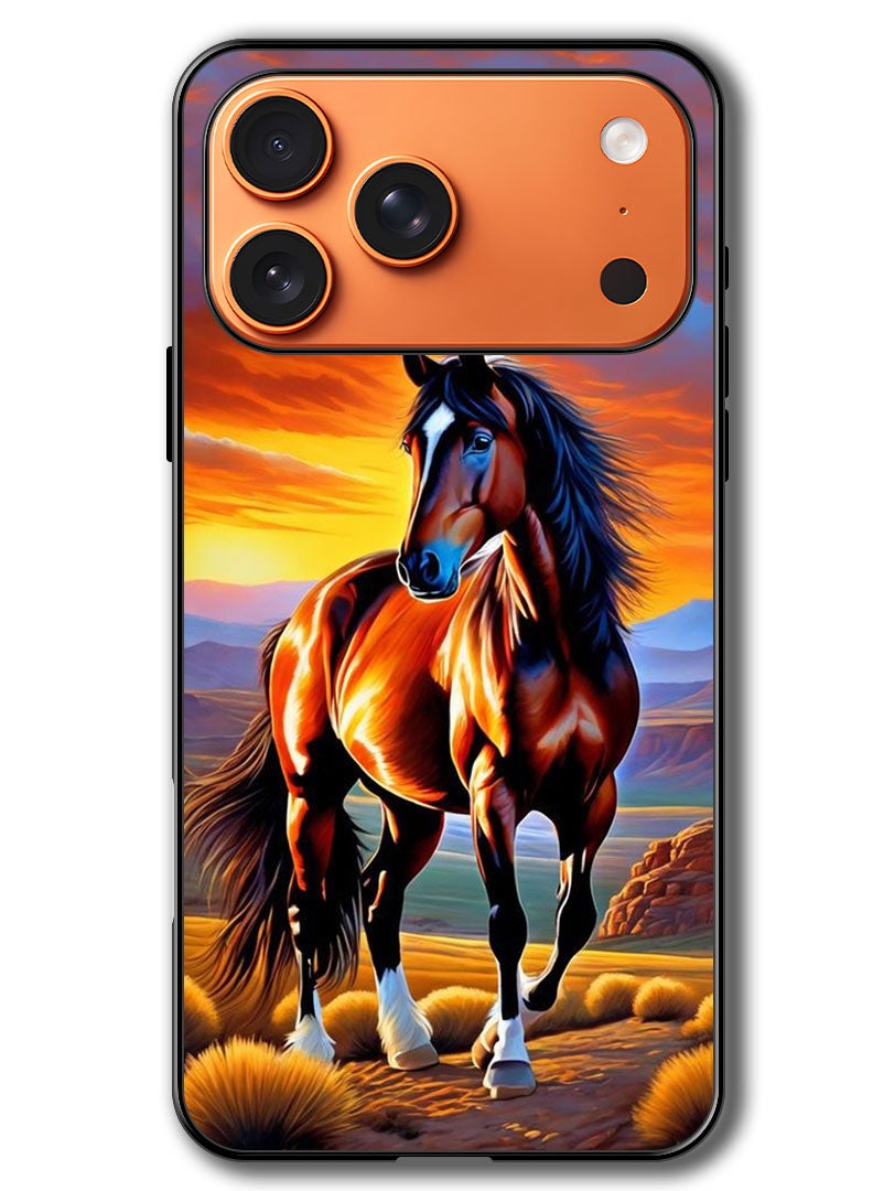 Theodor Case Compatible with Apple iPhone 17 Pro 6.3 Inch Protection Shockproof Bumper Cover Horse Painting - Image 1
