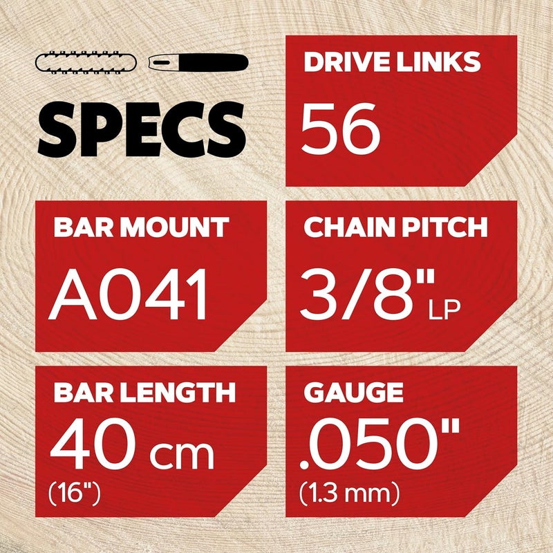 Oregon 16-Inch Replacement Chainsaw Bar and AdvanceCut Chainsaw Chain Combo, 56 Drive Links, 3/8" Pitch, .050" Gauge, Low Vibration (27857) - Image 2