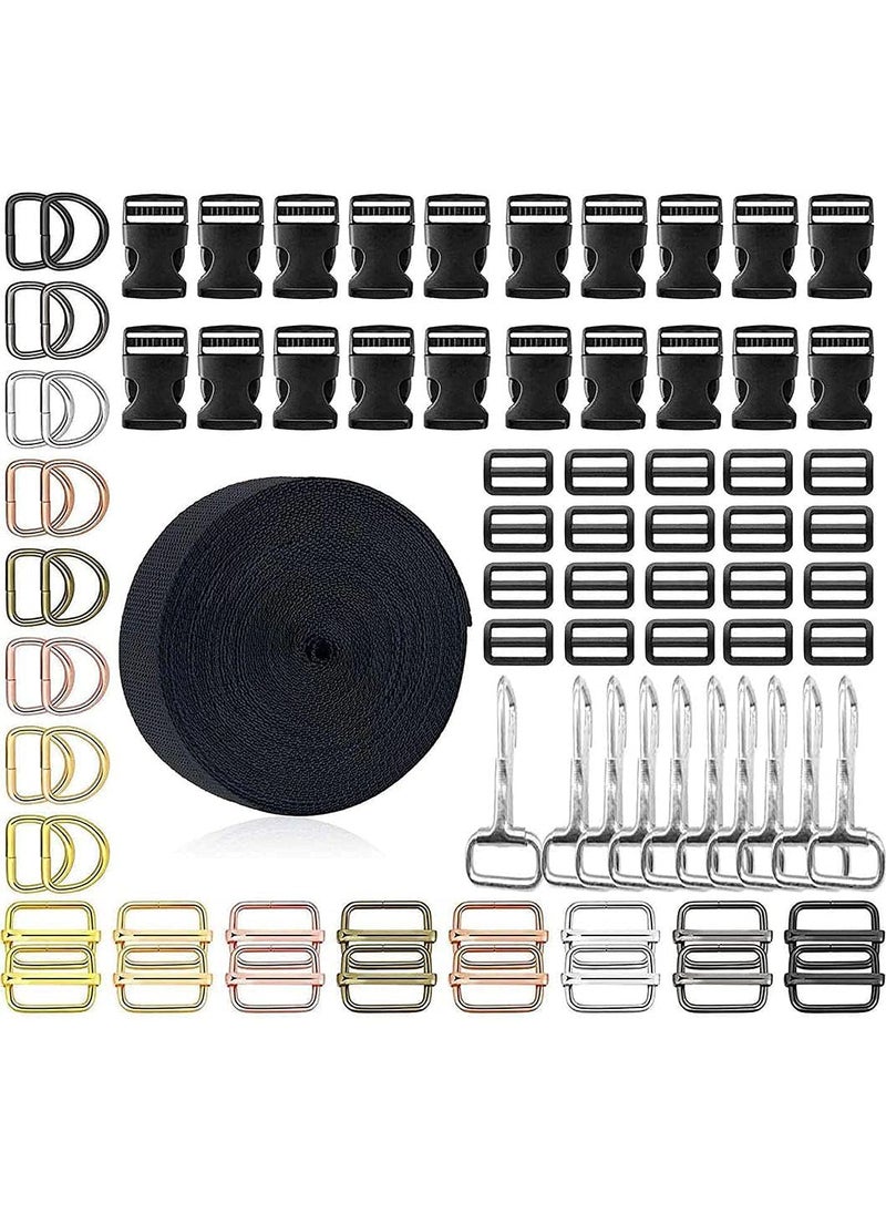 DIY Crafts DIY DIYC11769 Crafts Flat Side Slide Release Buckles TriGlide Slides Nylon Webbing Straps15 Pcs Slide Buckles Chrome Silver  - Image 1