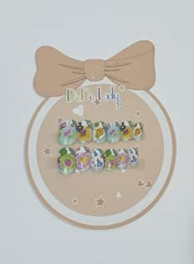 1 Pcs Colorful Flowers Kids False Nails Cartoon Shape Colorful Colorful False Nails