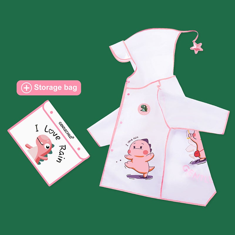 Kidsren'S Raincoat Boy'S Transparent Brim Full-Body Poncho Extended Girl 2-8 Outdoor Waterproof Dinosaur Raincoat - Image 1