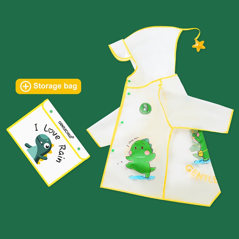 Kidsren'S Raincoat Boy'S Transparent Brim Full-Body Poncho Extended Girl 2-8 Outdoor Waterproof Dinosaur Raincoat - Image 2