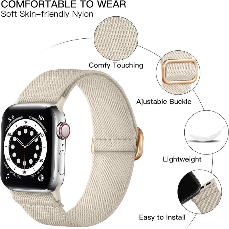 Lerobo Braided Band Compatible with Apple Watch Series 11 10 9 8 7 46mm 45mm 41mm Ultra SE 3 2 1 49mm Series 6 5 4 3 44mm 40mm 38mm 42mm Men iWatch Bands Women Stretchy Nylon Solo Loop Sport Strap - Image 2