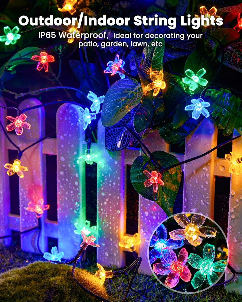 Brightown 2 Pack Total 52FT 120 LED Flower Solar String Lights Outdoor Waterproof Fairy Lights for Garden Yard Fence Patio Christmas Tree Wedding Party Decor, Multicolor - Image 4