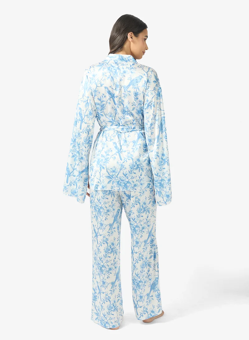 ELLA Printed Robe Top Pyjama Set