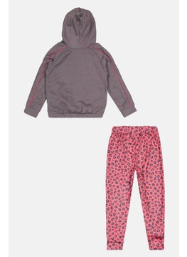 Body Glove Kids Girl 2 Pcs All over Print Sweatshirts And Pant Set, Grey  - Image 2