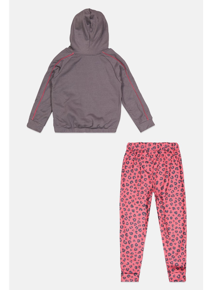 Body Glove - Kids Girl 2 Pcs All over Print Sweatshirts And Pant Set, Grey - Image 1