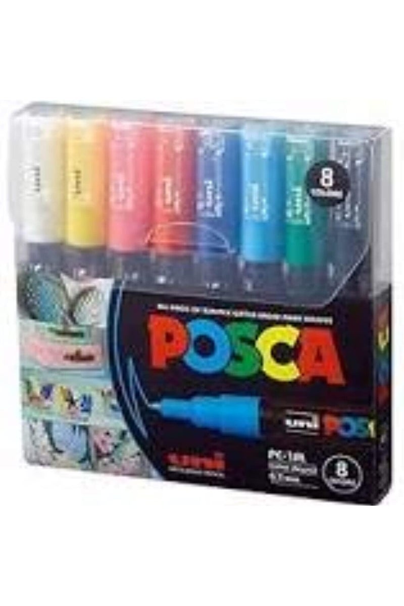 POSCA Uni Paint Marker Pen - PC-1M Extra Fine 0.7 mm, 8 Colors - Image 1