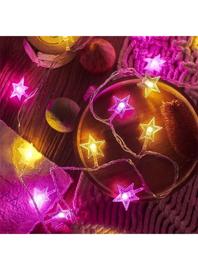 Pink And Warm White LED Star String Lights 19.7ft 40LED Battery Powered Fairy Lights For Indoor Outdoor Bedroom Party Wedding Garden Camping Decor - Image 5