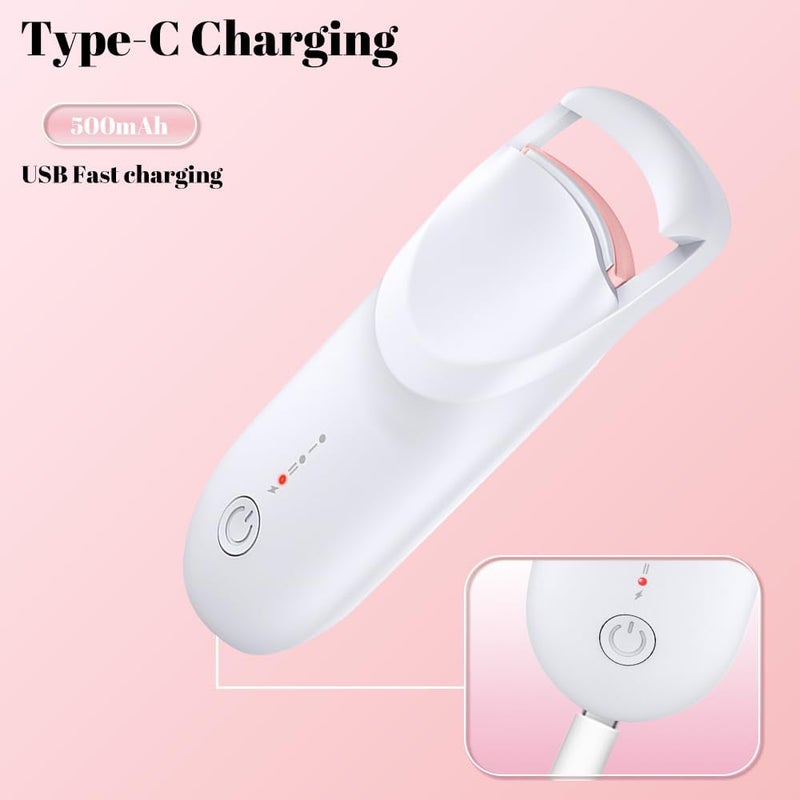 Dexmary Heated Lash Curler for Natural Lashes, 2-Level Adjustable Electric Eyelash Curler, 10s Fast Heating Eyelash Curler Heated for a Natural, Long-Lasting Curl, White - Image 3