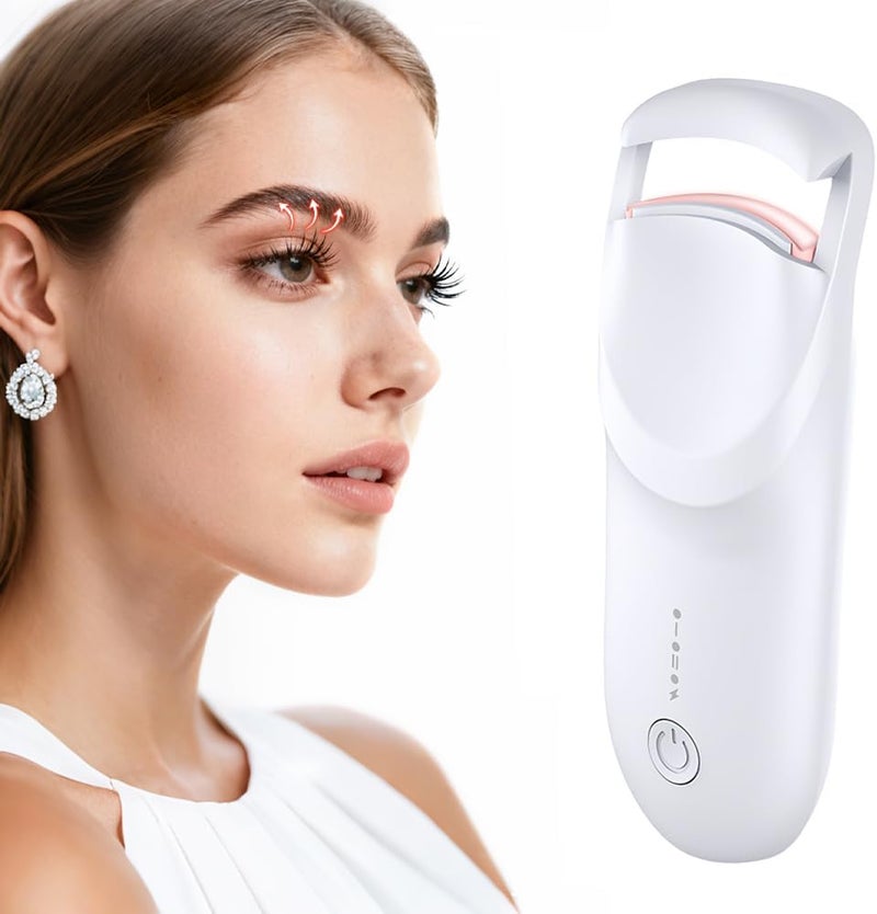 Dexmary Heated Lash Curler for Natural Lashes, 2-Level Adjustable Electric Eyelash Curler, 10s Fast Heating Eyelash Curler Heated for a Natural, Long-Lasting Curl, White - Image 1