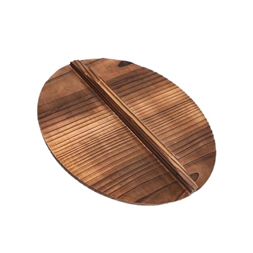 RORPOIR Anti Oil Splashing Pot Lid 11.81 Inch Wooden Pot Cover with Large Handle for Steam Retention and Anti-Scald Kitchen Cooking Tool - Image 1