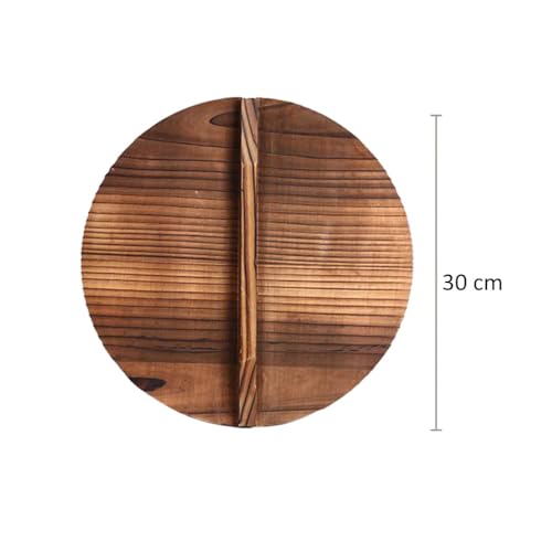 RORPOIR Anti Oil Splashing Pot Lid 11.81 Inch Wooden Pot Cover with Large Handle for Steam Retention and Anti-Scald Kitchen Cooking Tool - Image 2