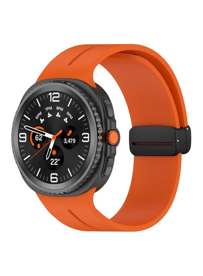 O Ozone Sport Band For Samsung Galaxy Watch 8 40mm/44mm/Classic 46mm , Soft Silicone Strap with Magnetic Buckle for Men Women-  Orange - Image 1