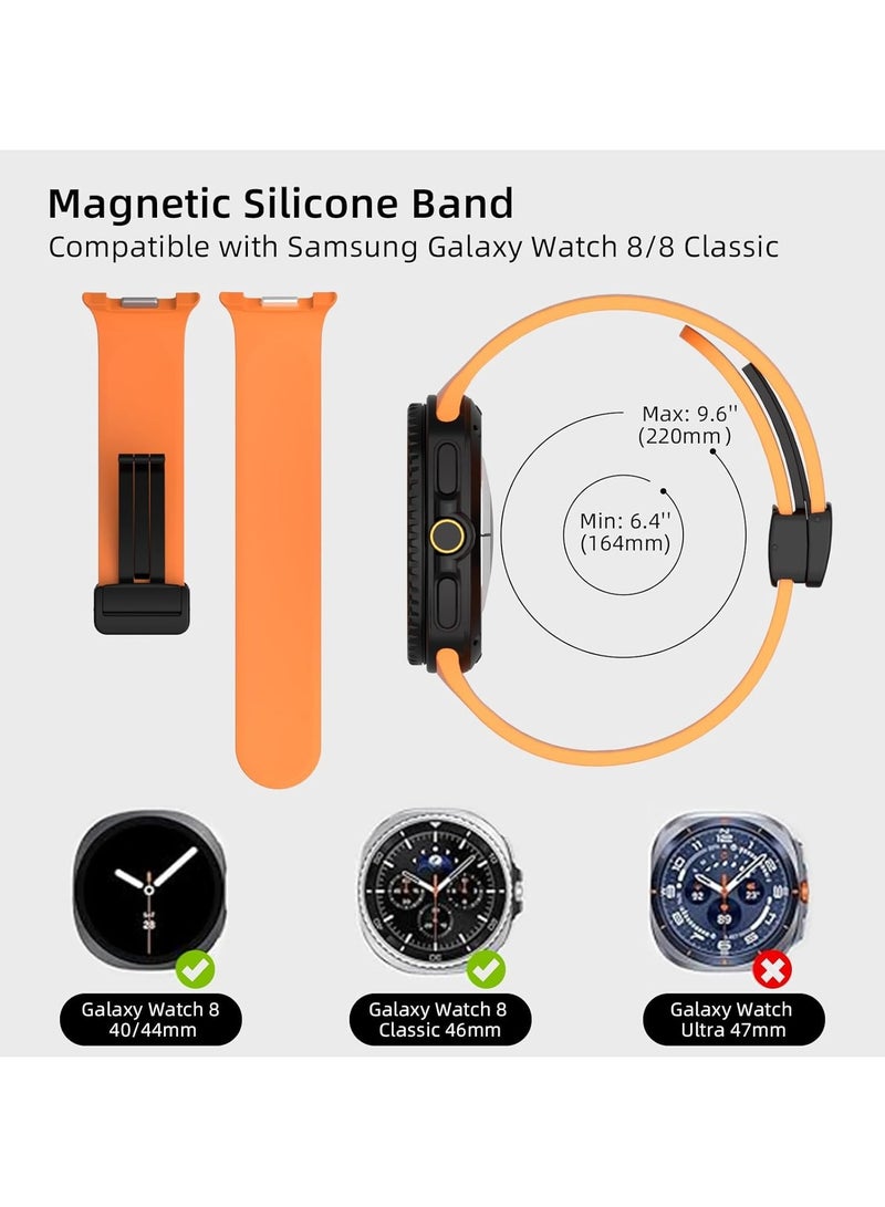 O Ozone Sport Band For Samsung Galaxy Watch 8 40mm/44mm/Classic 46mm , Soft Silicone Strap with Magnetic Buckle for Men Women-  Orange - Image 2