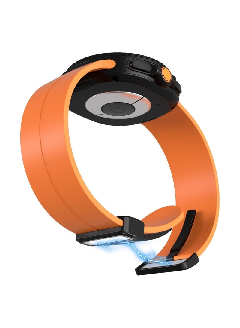 O Ozone Sport Band For Samsung Galaxy Watch 8 40mm/44mm/Classic 46mm , Soft Silicone Strap with Magnetic Buckle for Men Women-  Orange - Image 3