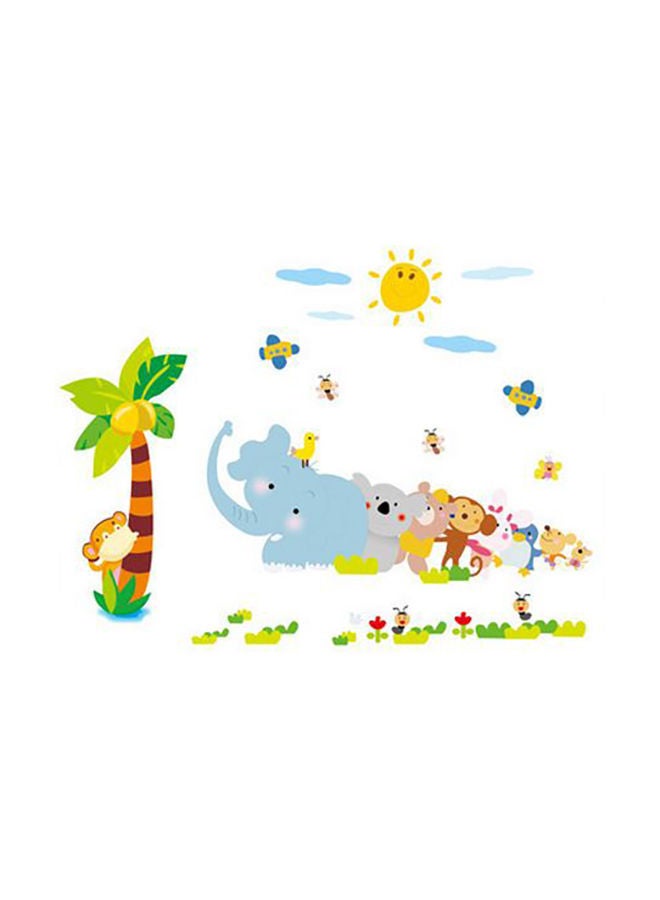 NIBEMINENT Diy Wall Decals Animal Elephants Baby Nursery Peel And Stick Art Sticker Multicolour 70x50cm